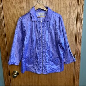 Vtg Laura Ashley Metallic Purple Jacket XL Windbreaker Shimmer‎ Ruffle Y2K Shiny
